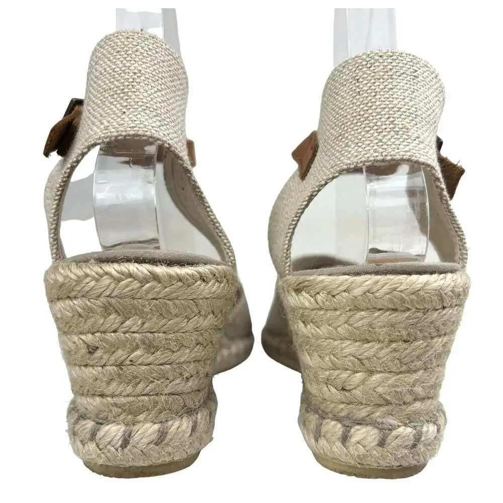 Verbenas Espadrille Sandals Sz 41 / 9.5-10 Strappy Wedges‎ Shoes. Beige, Tan